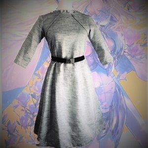 ATLITSA Beautiful Gray Silver Dress Ruffle Mock Neckline New Made in Turk…
